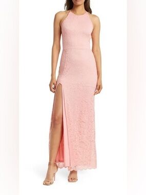 Nordstrom Live by Design Pink Lace Halter dress size small